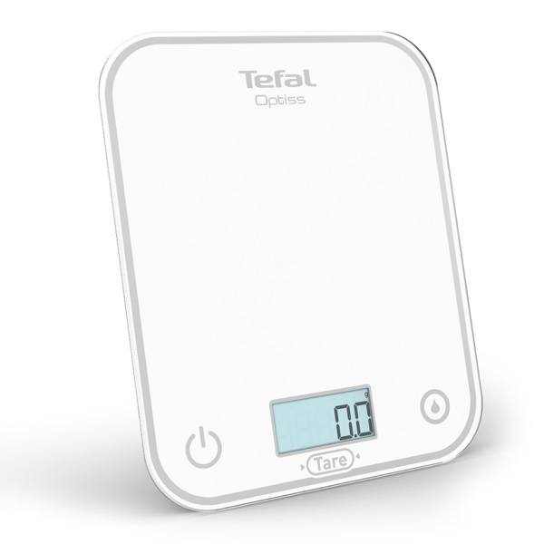 Báscula de cocina Tefal Optiss blanca con plataforma de cristal